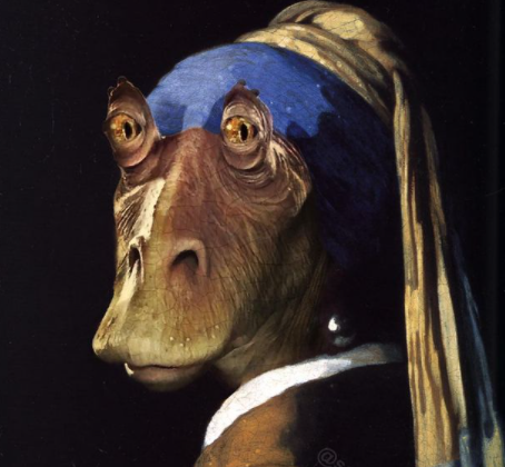 Jar Jar Binks inserted into famous paintings